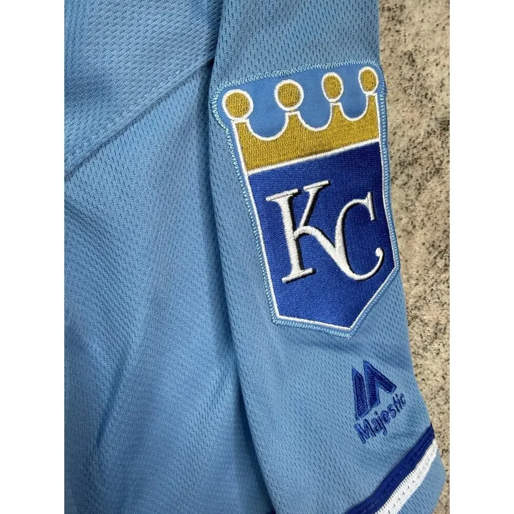 MLB Majestic Kansas City Royals George Brett Blue Jersey 48/L Embroidered